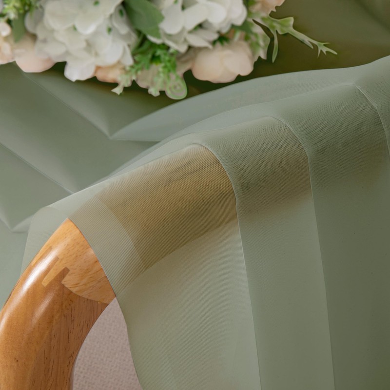 Chyhomenyc Sheer Sage Green Curtains 90 Inch Long 2 Panels