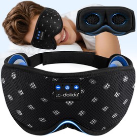 LC-dolida Schlafmaske mit Kopfhörer Bluetooth V5.4, Ultraweiche 3D Schlafkopfhörer Kopfhörer zum Schlafen für Frauen Herren,Augenmaske Schlafbrille mit Mikrofon für Reisen/Nickerchen/Yoga/Meditation