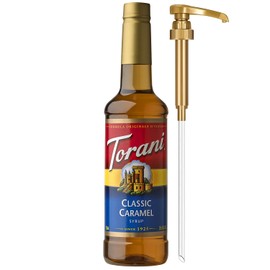 Torani Coffee Syrup, Classic Caramel Flavored Syrup for Drinks, Pump Included, 25.4 Fl Oz