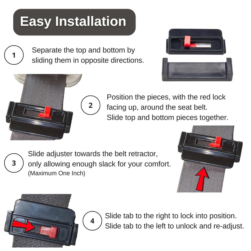 Seat Belt Tension Adjusters (6-Pack) White by Seat Belt Extender