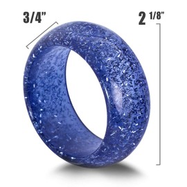 Blue Napkin Rings, Elegant Décor Colored Resin Napkin Holder Ring Set for Christmas, Thanksgiving, Dinner Parties, Weddings, Holidays, and Summer Winter Gathering | Value Pack of 6 | Blue Glitter