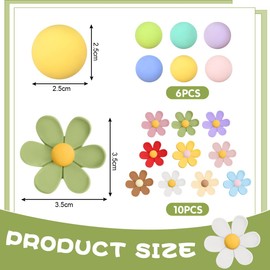 HWSWSH 16 PCS 3D Flower Cute Fridge Magnets,Colorful Decorative Magnets for Board,Flower Cute Fridge Magnets,Whiteboard Magnets for Kids,Round Mini Magnets with Notes for Crafts,Refrigerator,Locker