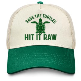 Save The Turtles hit it raw Hat Women Funny Dad Hats Funny Birthday Gifts Green
