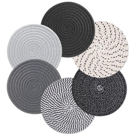 KITLAB 8 Inch Trivets for Hot Dishes, Hot Pots and Pans, Thick Heat Resistant Large Coaster for Kitchen, Hot Pads, Kitchen Essentials, Kitchen Decor for Table & Countertop, 6 Pcs