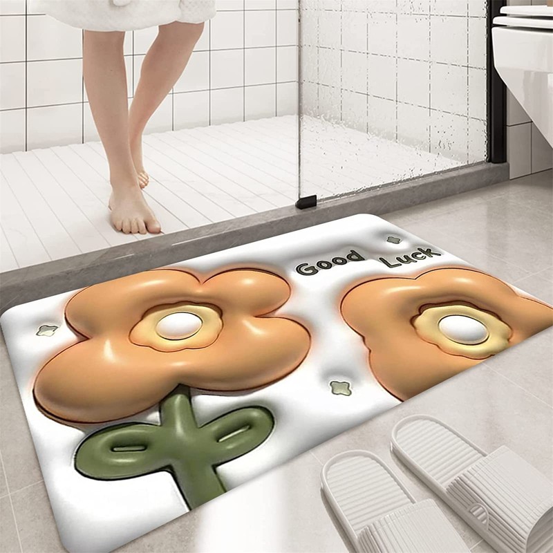 QUINTRA Non-Slip 3D Bath Mats, Fruit Sunflower Mats, Polyester Mats
