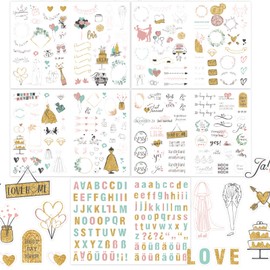 Tsathoggua Sticker Wedding Guest Book, Sticker Set for Guest Book or Photo Album with Love, Love Stickers for Scrapbook or Bullet Journal, Wedding Stickers for Guest Book, Photo Album (Glitter Gold)