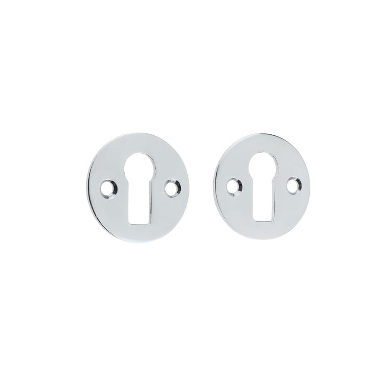 Keypak Round Door Lock Escutcheon, Aluminium, Chrome, Polished Brass, Pack