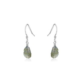 Labradorite Raw Nugget Earrings in Sterling Silver