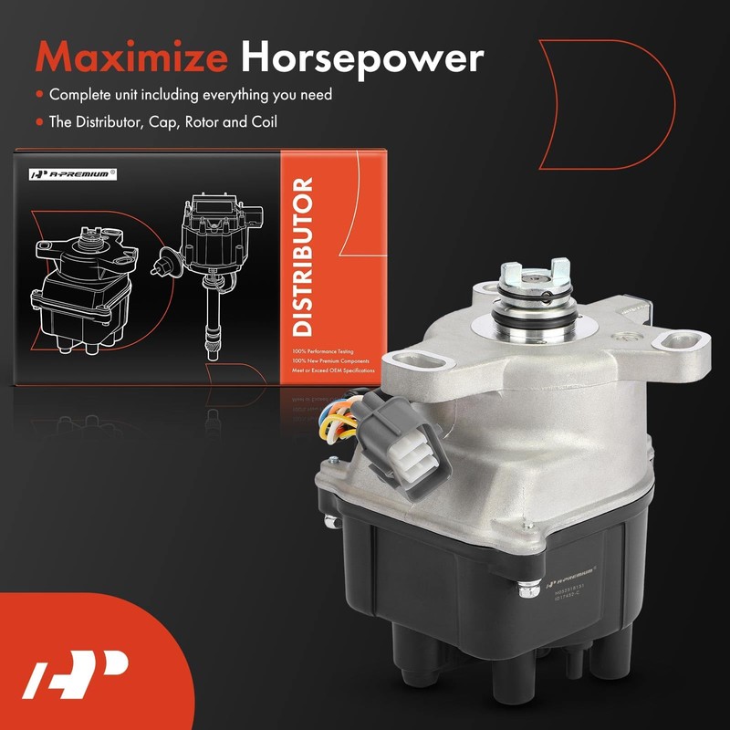 A-Premium Ignition Distributor with Cap & Rotor Compatible with Honda