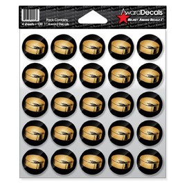 Award Decals Hockey Puck Sticker Set (100 Decals) - Gold, Heavy Duty Vinyl, Sports, Modern, Contemporary, Hockey Award Stickers