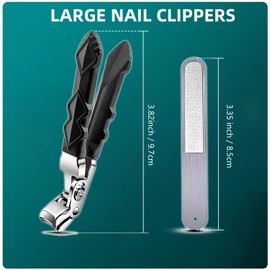 Pro Nail Clippers for Seniors Ergonomic Angled Head Nail Clippers for Thick Nails Large Angled Head Toenail Clipper for Thick Nails Nail Cutter Trimmer with Catcher for Tough Toenails (1 Set)