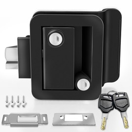 Heavy Duty Full Metal RV Door Lock, Paddle Deadbolt Handle with 2 Keys, Upgraded Zinc Alloy Replacement for RV, Enclosed Trailer, Camper & Truck Cargo Door, Black