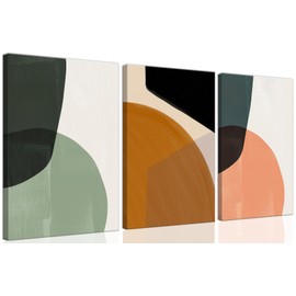 ouiytws Color block simple abstract wall art canvas printing, green, yellow, pink modern simple style, mostly used in the living room, study, bedroom decoration. Frame 16 x 24 x 3 pieces