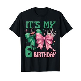 Birthday Girl It's My 6th Birthday Witch Pink And Green T-Shirt
