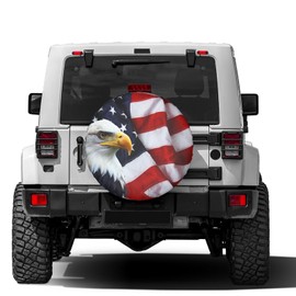 Foruidea American Flag Eagle Spare Tire Cover Dust-Proof Wheel Tire Cover Fit Trailer, RV, SUV and Many Vehicle 13inch