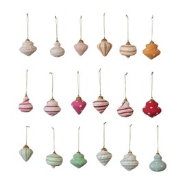 Creative Co-Op Handmade Paper Mache Ornament with Metallic Gold Details, Multicolor, Set of 18