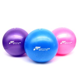 Fortitude Sports Yoga Ball 25cm | Small Soft Mini Pilates Ball for Yoga, Fitness, Core, Stability and Physical Therapy | Inflatable Mini Gym Ball With Inflation Straw (Pink)