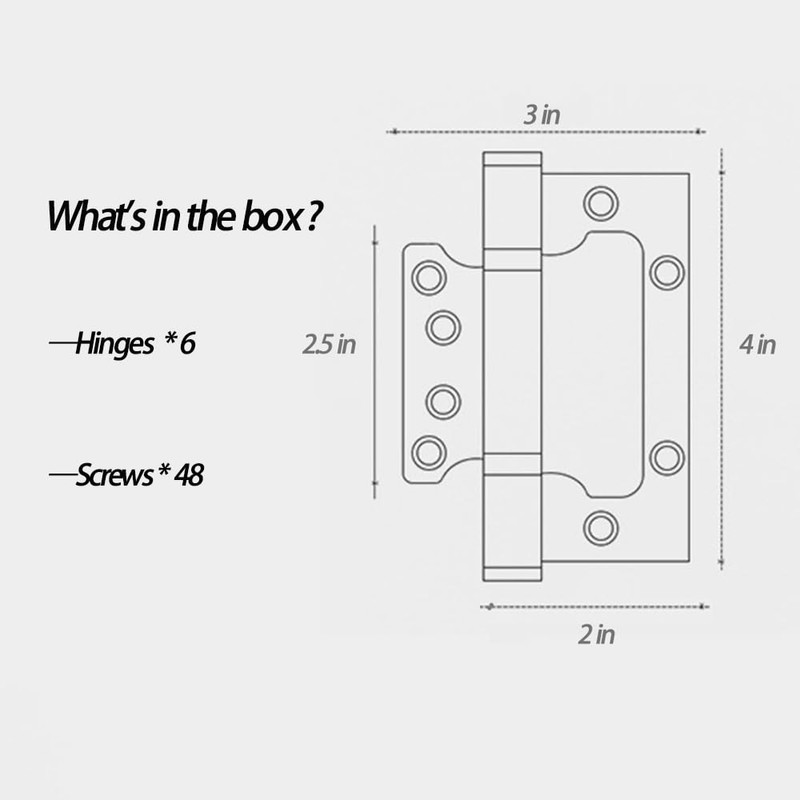 VOLUKA 6 Pack Non-Mortise Door Hinges - Easy to Install,