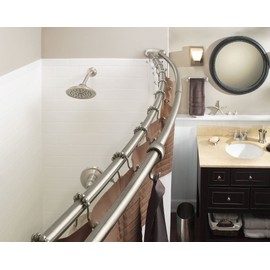Moen Brushed Nickel Adjustable 57 to 60-inch Stainless Steel Double Curved Shower Curtain Rod, Wall Mounted with Fixed Brackets, DN2141BN