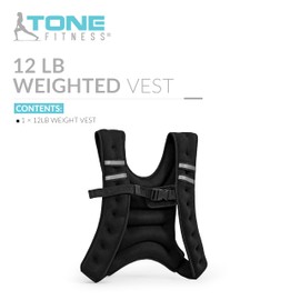 Tone Fitness Black Weighted Vest, 12 Lbs