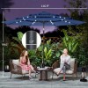 "Solar-powered 9.7 ft Navy Blue Patio Umbrella with 3 Tier