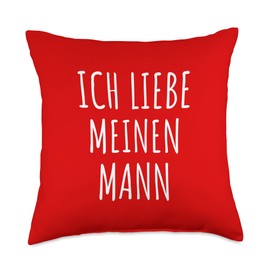 German Husband & Wife Gifts Ich liebe meinen Mann German Language Husband and Wife Throw Pillow, 18x18, Multicolor