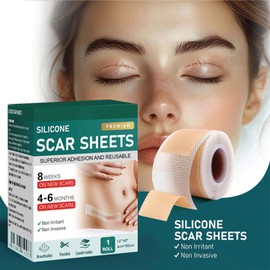 Medical Grade Silicone Scar Sheets,Professional Silicone Scar Tape,Silicone Scar Sheets For Surgical Scars,C-Section, Surgery, Keloid, Acne & Burn Scars - Waterproof (1 Pack)