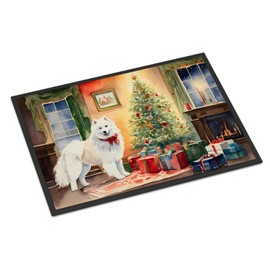 Caroline's Treasures DAC2738JMAT Samoyed Cozy Christmas Doormat Front Door Mat Indoor Outdoor Rugs for Entryway, Non Slip Washable Low Pile, 24H X 36W
