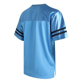 DEHANER Light Blue Plain Football Jersey for Men Boy Girl 90s 00s 10s Hip Hop Hipster T-Shirts Workout Gym Tops Streetwear Black Stripe-Light Blue Jersey,Men Size X-Large