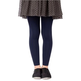 NOQ Girls Footless Tights Full Length Leggings Ankle-Length Skirt Tunic Dress School Dance Ballet Opaque Microfiber, Cosmos Blue