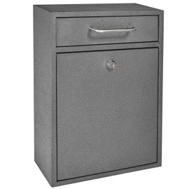 Mail Boss 7415 High Security Steel Locking Mailbox Comment Letter Deposit, Granite Wall Mounted Document Drop Box for Home and Office