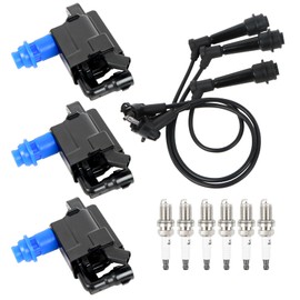 YOMALL 3PCS UF228 Ignition Coils + 6PCS Iridium Spark Plugs + 3PCS Wires Ignition Coils Pack Fits for 2001-2005 GS300, 2001-2005 IS300, 1998 Supra 3.0L, Aftermarket Parts
