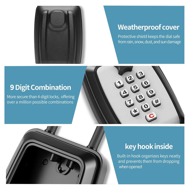 WJYMRO Key Lock Box With Code, Large Capacity 9 Digit