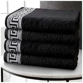 GC GAVENO CAVAILIA Hand Towels - Egyptian Cotton Towel 4 Pack - Ultra Soft & Highly Absorbent Hand Towel For Bathroom - Quick Dry Towels (50x80cm) - Black