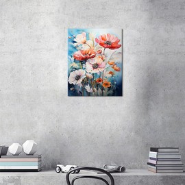 DIY Flowers Paint by Numbers for Adult, Abstract Colorful Flowers Oil Painting Kits on Canvas Watercolor Flowers Paint by Numbers for Adults for Gifts Art Crafts for Home 16 x 20 inch Without Frame