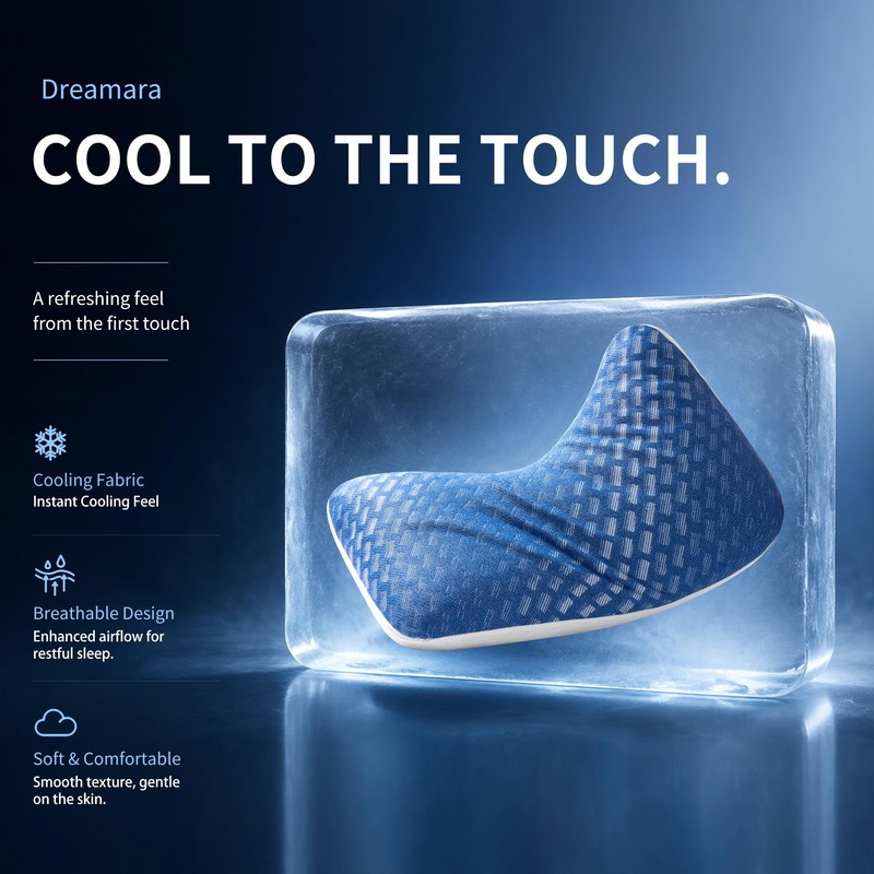 Dreamara Side Sleeper Pillow, Cooling Crescent Memory Foam Queen Pillow