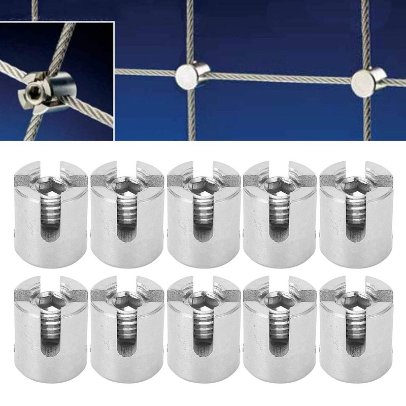 10Pcs Cross Cable Clamp Stainless Steel Wire Railing Clamp Fastener