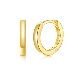 Silvora Small Gold Hoop Earrings for Women,14K Gold Plated Gold Huggie Earrings Trendy, Tiny Hoop Earring for Men, 10mm Hoop Earring Hypoallergenic Lightweight Gold Hoops