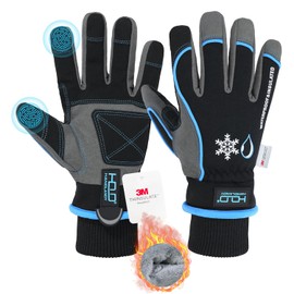 HANDLANDY Guantes de trabajo impermeables aislados, guantes térmicos de invierno para hombres y mujeres, visualización táctil, guantes cálidos de esquí, snowboard para clima frío