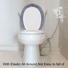 Soft Bathroom Toilet Lid Cover with Elastic All Around,Fabic Covers,Machine Washable,Fit Most Size Toilet Lids (Light Grey)
