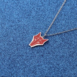 WUSUANED Red Fox Head Necklace Geometric Fox Jewelry Fox Lover Gift Animal Lover Gift For Fans