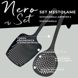 Fackelmann Set 2 Schiumarole da Cucina in Nylon Antigraffio - Utensili da cucina Antiaderente Resistenti al Calore 200°C - Schiumarola Lavabile in Lavastoviglie