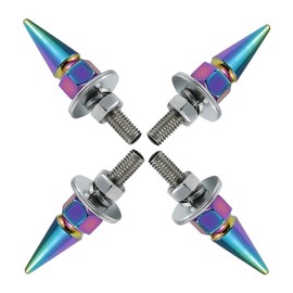 Bashineng Spike License Plate Screw Fasteners 4 Pcs Kit License Plate Frame Bolts Decoration Stainless Steels Aluminum Alloy Universal Fit Most Cars Truck Motorcycle (Multicolor)