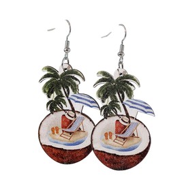Summer Earrings for Women Hawaiian Tropical Acrylic Dangle Earrings Palm Tree Coconut Beach Party Jewelry-5