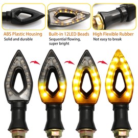 JMTBNO 4 x Motorcycle LED Mini Indicator E Approved Universal Seqeuntial Indicator Front Rear Mini Amber Light Micro Indicator 12 V for Street Bike Quad Scooter E Scooter Moped Scooter