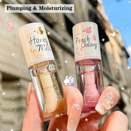 Hydrating Lip Oil Set, Long-lasting Clear Lip Gloss Set For Teenage Girls, Fruit Flavoured Lip Oil Plumping & Moisturizing, Lip Glow Balm Liquid Lipstick for Women Lip Care (2PCS)