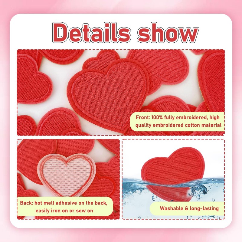 GYGYL - 48 parches para planchar en forma de corazón,