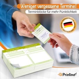 Printino Appointment Pads - A7 Appointment Pads - 10 Pads with 500 Appointment Cards - Offset Paper 80 g/m² - Large Stamp Field - Clear Textured - 3 Colours - for Practices, Studios, Hairdresser