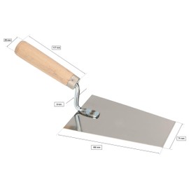 KOTARBAU® Stainless Steel Trapezoidal Trowel 160 mm x 71 mm Masonry Trowel with Wooden Handle Plastering Trowel Plaster Trowel Essential for Masonry Work
