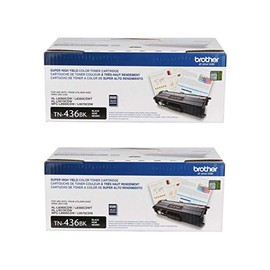 Brother Genuine TN436BK 2-Pack Super High Yield Black Toner Cartridge with Approximately 6,500 Page Yield/Cartridge